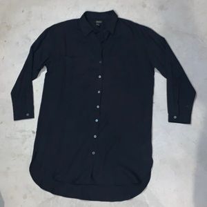 Forever 21 Contemporary Black Button Down Tunic L